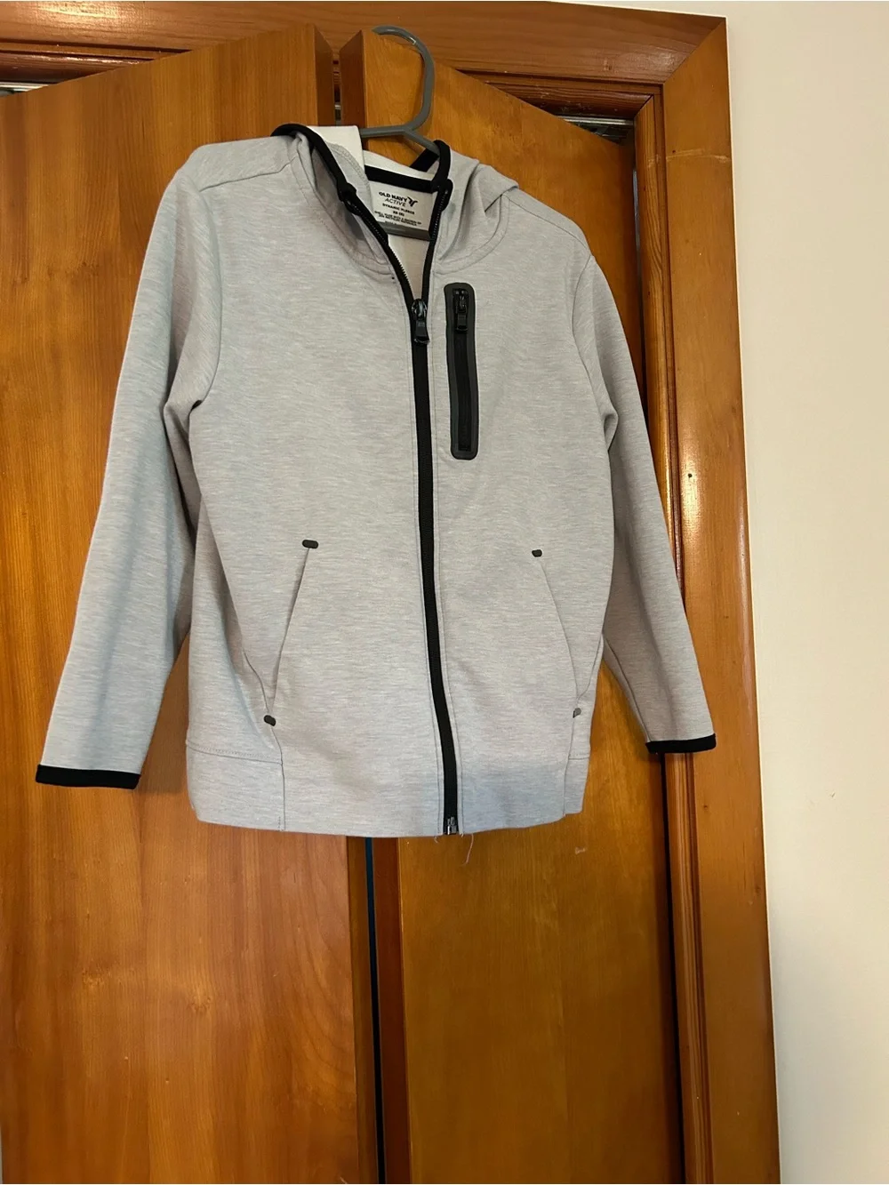Kids Old Navy Light Gray Hooded Zip-Up Jacket